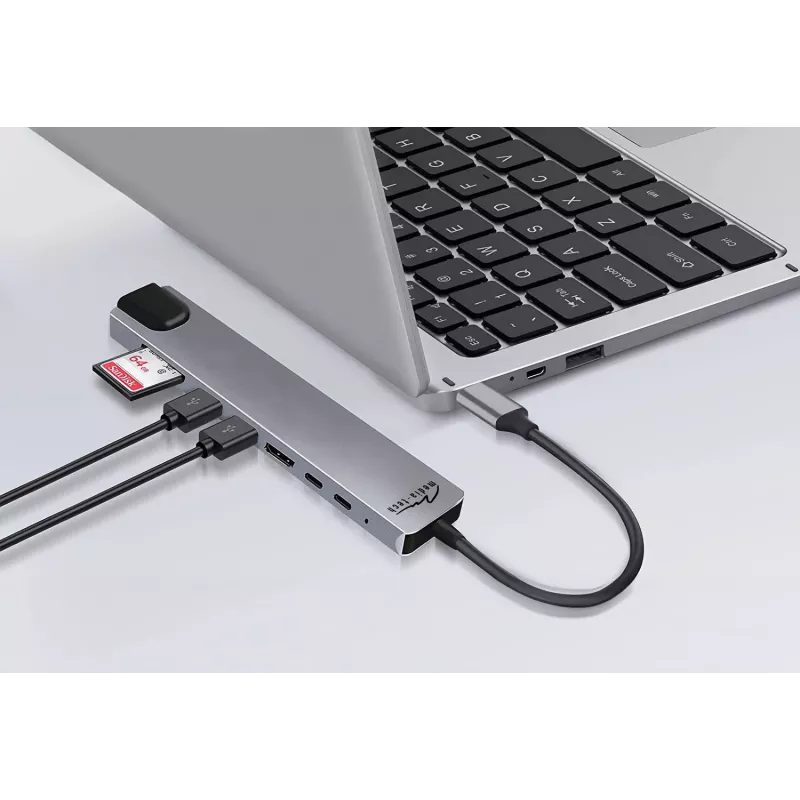 MEDIA-TECH USB 8 IN 1 GIGA LAN HUB MT5046
