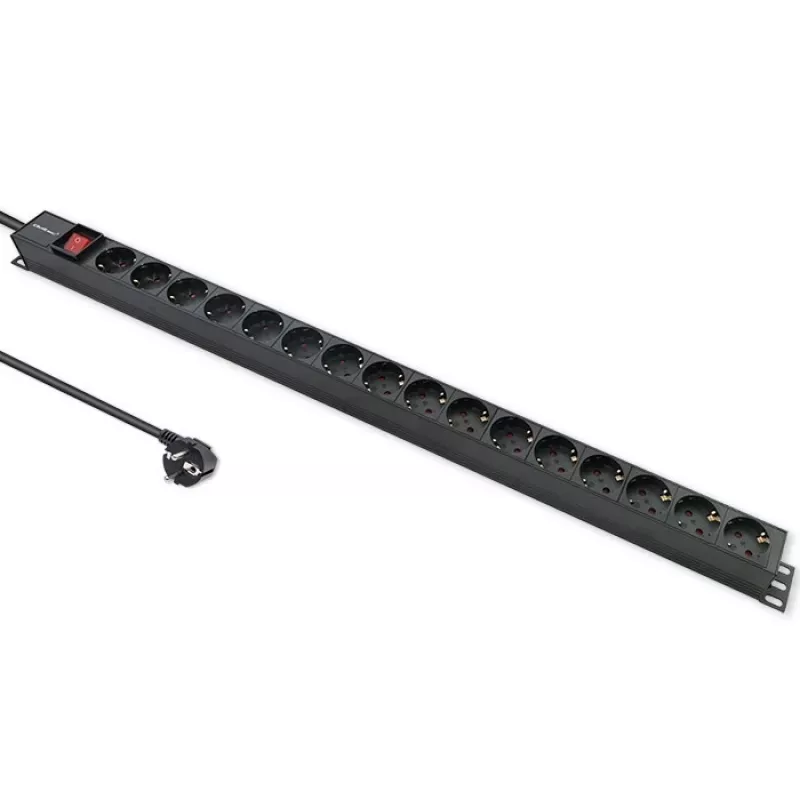 Qoltec aliumininis PDS stovo montavimui | 16A | 16 x Schuko | Vertikalus | 1,8 m