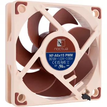 Korpuso ventiliatorius Noctua NF-A6x15 PWM 60mm, PWM valdymas, žemo triukšmo konstrukcija