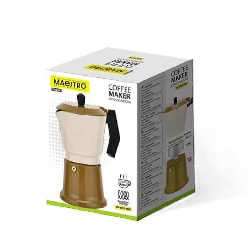 Kavos virimo aparatas moka Maestro MR-1657-9-BEIGE aliumininis, 9 puodelių