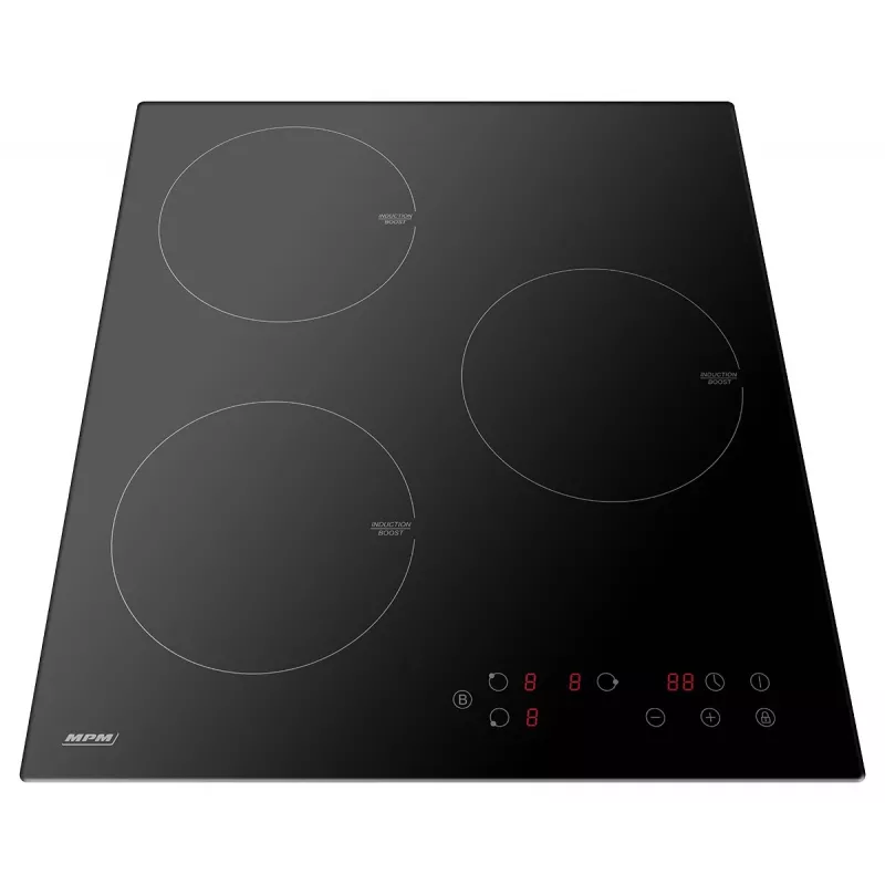 Indukcinė kaitlentė MPM MPM-45-IM-14, įmontuojama, 3 zonos (180 mm), stiklo keramika, 6000 W, liečiamasis valdymas