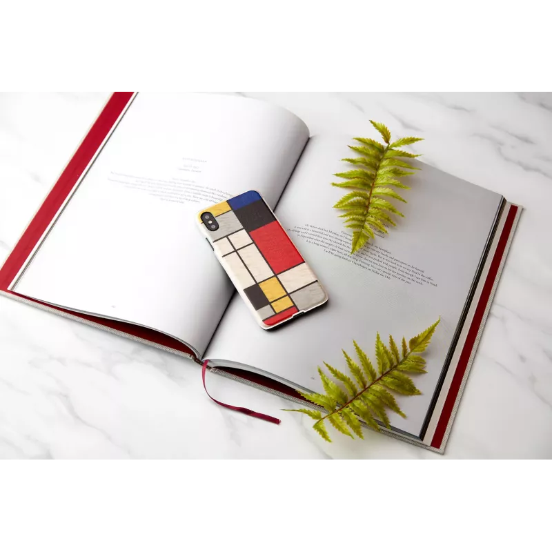 Dėklas Man and Wood iPhone XS Max – medinė nugara, baltas rėmelis