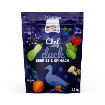 Sausas šunų maistas SYTA MICHA Chef Duck su antiena, uogomis ir špinatais 1,5 kg