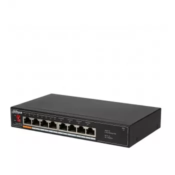 Dahua Technology PoE DH-SF1008L nevaldomas Fast Ethernet (10/100) Power over Ethernet (PoE) komutatorius, stalinis, šviesiai pilkas