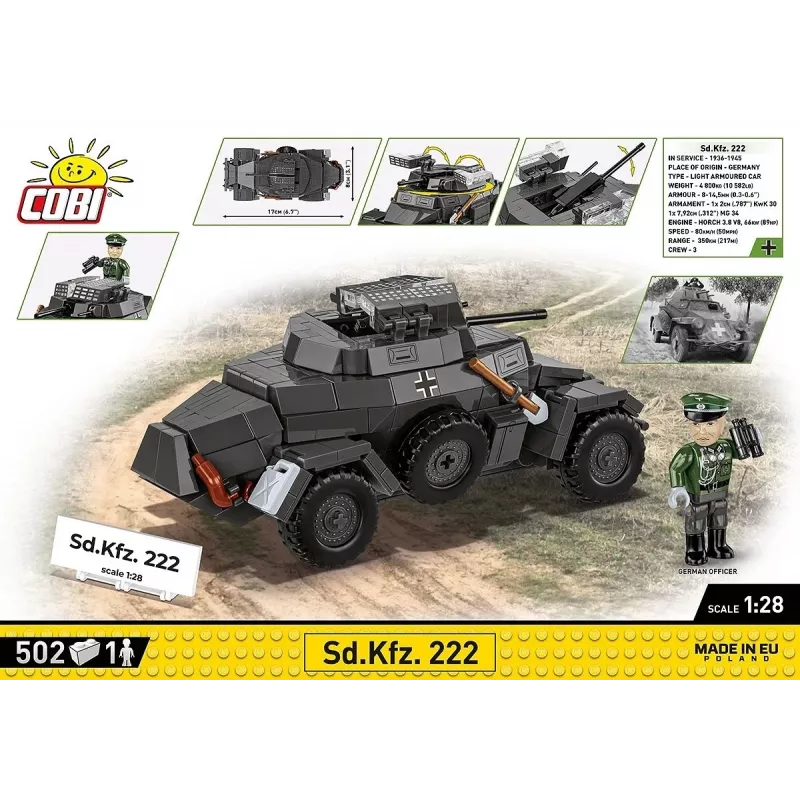 Cobi Blocks Sd.Kfz 222 modelio rinkinys COBI-2657 — 502 kaladėlės