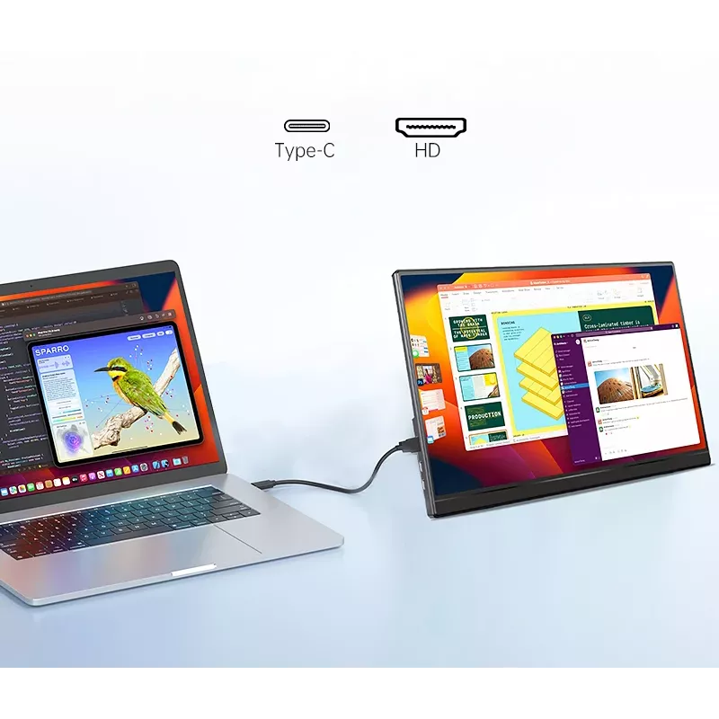Nešiojamas monitorius nešiojamiesiems kompiuteriams, telefonams ir konsolėms Extralink Smart Life 14, USB-C / micro-HDMI