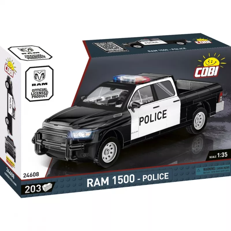 Konstrukcinis žaislas Cobi RAM 1500 Police 24608 2-in-1 modelis, plytelių rinkinys, transformuojamas statinys