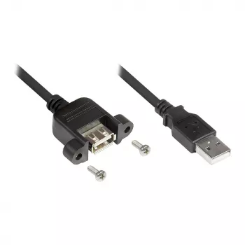 Good Connections USB2.0 prailginimo laidas A lizdas į A kištuką, 0,3 m, montuojamas į skydelį
