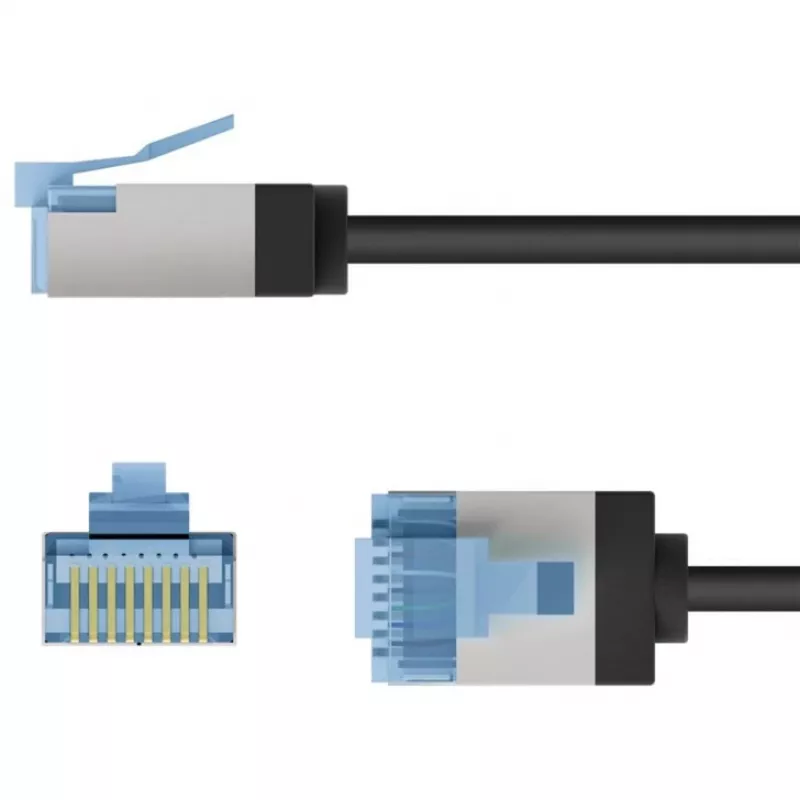 Goobay Ultra-Flexible CAT 6A Patch Cable slim U/FTP juodas - itin trumpas kištukas (74318)