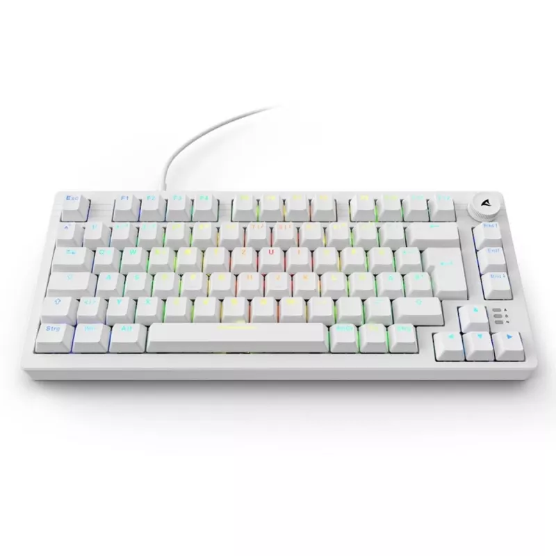Klaviatūra Sharkoon SGK25 75% QWERTZ USB laidas RGB LED balta