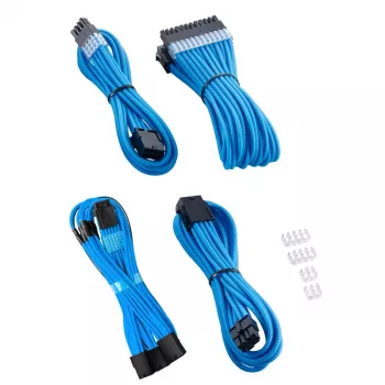 CableMod PRO ModMesh 12VHPWR kabelių prailginimo rinkinys — šviesiai mėlyna, 3 vnt. GPU 12+4 kontaktų prailginimai
