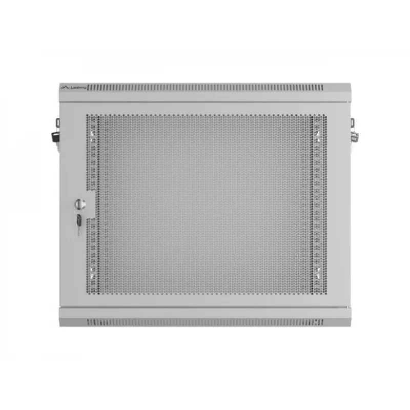 19 inch 9U 600x450 pilkas sieninis montavimo stovas su perforuotomis durelėmis
