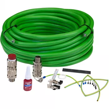 AXIS ASKDP03-T Šarvuotas tinklo kabelis - be kištuko į be kištuko - 10,0 m - CAT 6 - lauko - RAL 6018 - skirta AXIS Ex Connection Rail 4-port, EXTB-3, ExCam XF P1377, XPT Q6055