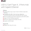 USB šakotuvas CLUB3D USB 3.2 Gen1 Type-A 3 prievadai su Gigabit Ethernet