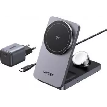 Belaidis įkroviklis UGREEN 3-in-1 25W modelis 45025 telefonui, ausinėms ir išmaniajam laikrodžiui