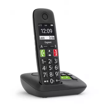 Gigaset E290A Analoginis/DECT telefonas su skambučio numerio atpažinimu, juodas