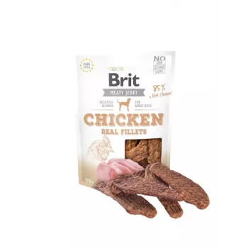 Brit Jerky Snack vištiena 80 g – šunų skanėstas be cukraus, baltymų 33 %, riebalų 26 %