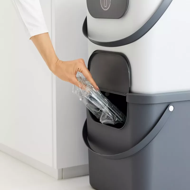 Rotho Albula stačiakampis plastikinis atliekų konteineris 40 L, antracitas, technopolimeras, 400×358×340 mm