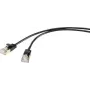 Renkforce RF-4538186 RJ45 tinklo kabelis, CAT 8.1 F/FTP 0,50 m juodas itin plonas, paauksuoti kontaktai