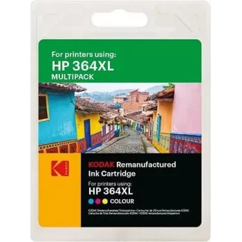 Rašalo kasečių rinkinys Kodak 185H036450, tinkamas HP DeskJet 3070A – 3 didelės talpos CMY kasetės, 3×11,5 ml, ~3×750 puslapių