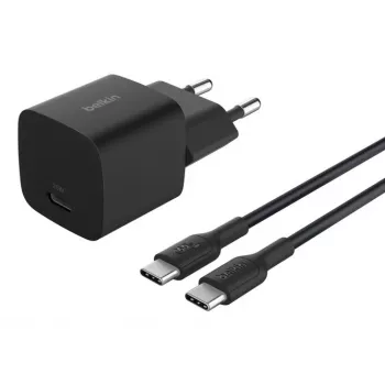 AC sieninis įkroviklis Belkin BoostCharge 25W USB-C PD/PPS, 1 m kabelis, juodas — žaidimų konsolėms, išmaniesiems telefonams, planšetėms