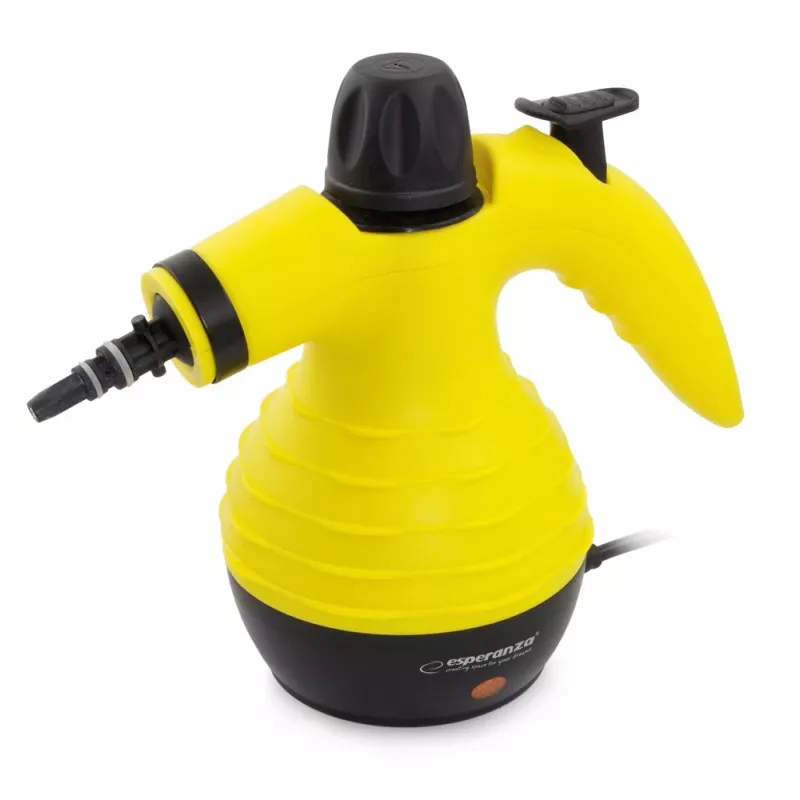 Nešiojamas garinis valytuvas ESPERANZA EHS001 — 0,35 L, 900 W, 3 bar, 115°C, 40 g/min, su antgaliais grindims, apmušalams ir šepečiu