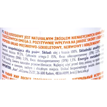 Maistinis aliejus Brit Care BRIT 1000 ml – odos ir kailio papildas šunims ir katėms, 1 L butelis