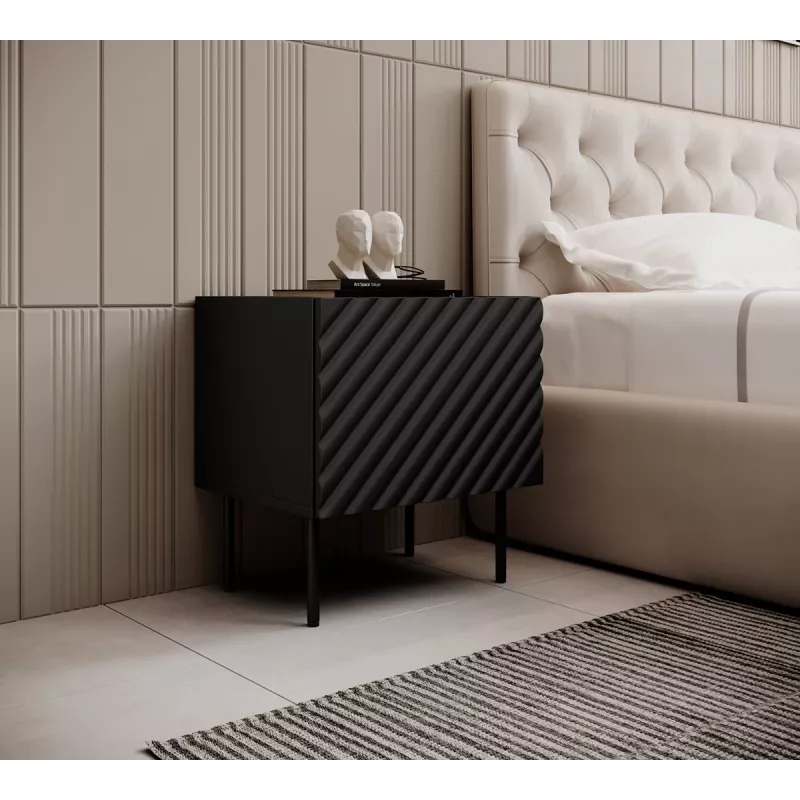 Naktinis staliukas Cama ONDA 50x40x54 cm juodas MDF/medžio drožlių plokštė 2 vnt. komplektas
