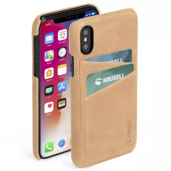 Krusell Sunne 2 Card Cover iPhone XS Max 16.5 cm Smėlio spalvos odinis dėklas