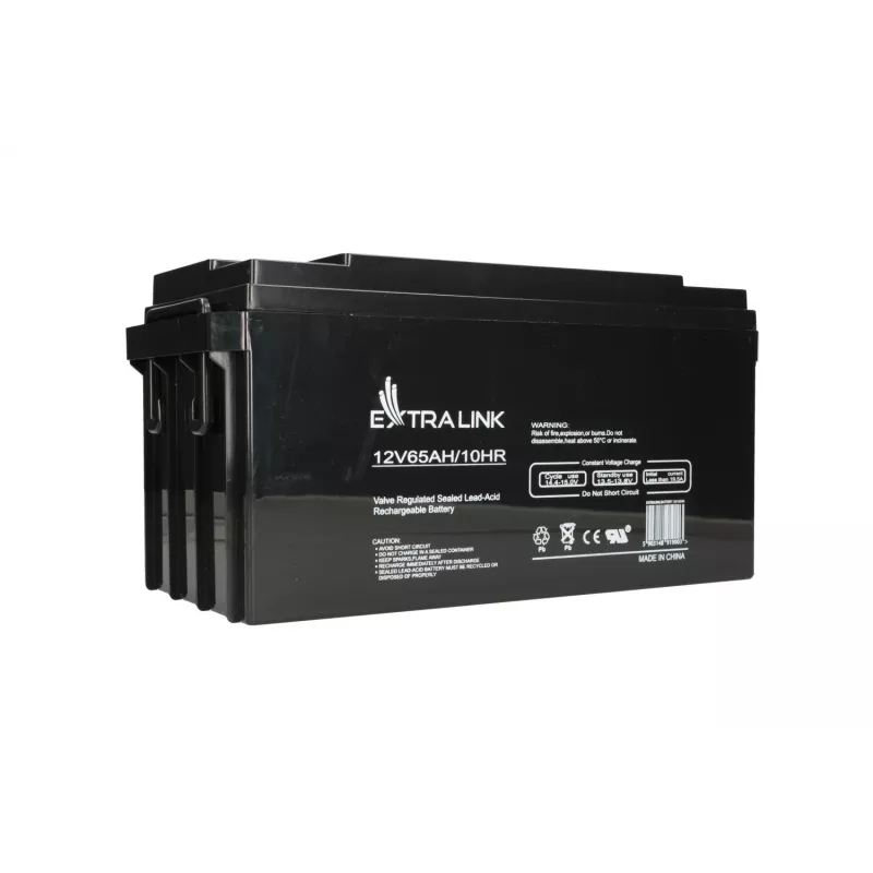 Švino rūgšties akumuliatorius Extralink AGM 12V 65Ah, VRLA, juodas, 1 vnt.