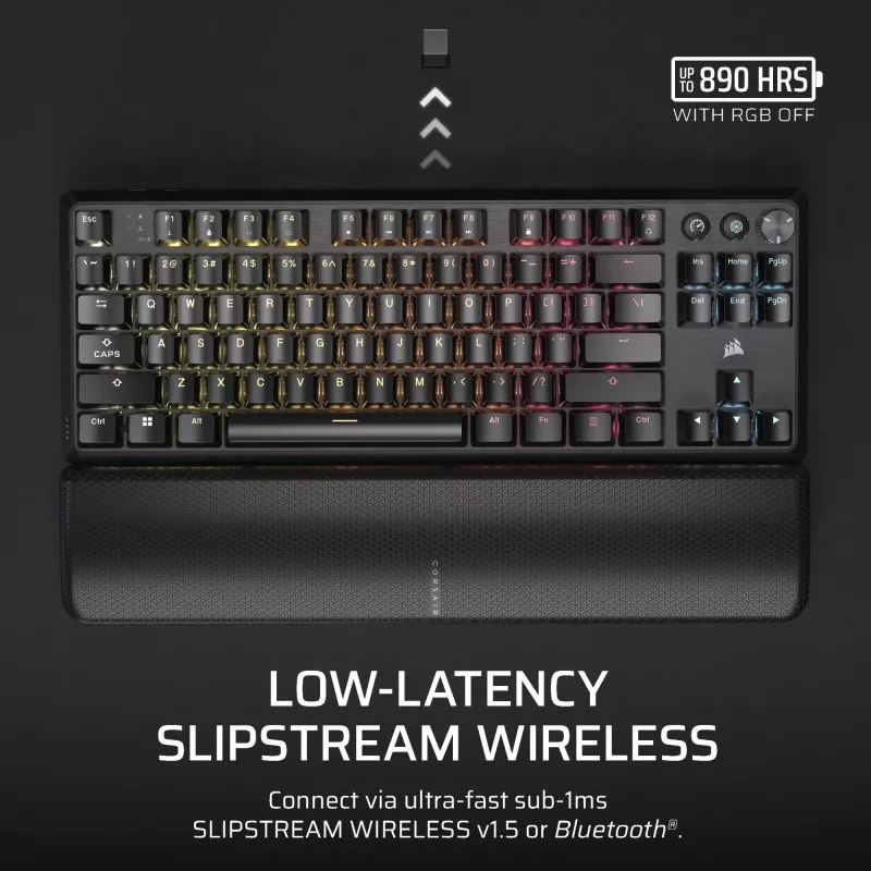 Corsair K70 CORE TKL belaidė mechaninė klaviatūra Gaming USB + RF Wireless + Bluetooth QWERTZ vokiška juoda
