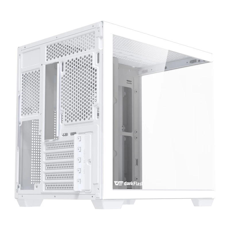 Kompiuterio korpusas DarkFlash B275 (baltas) mid-tower ATX suderinamas, priekinė sąsaja, grūdintas stiklas