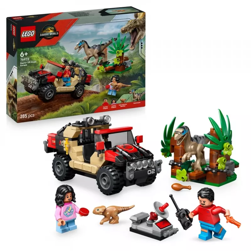 Konstruktorius LEGO Jurassic World 76972 Raptor Off-Road Escape, 285 dalių, 2 minifigūrėlės, nuo 6 metų