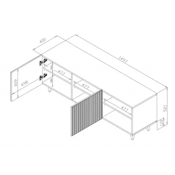 Cama RTV spintelė PAFOS 150x42x52 baltas matinis