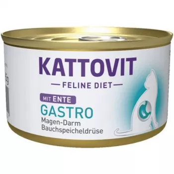 KATTOVIT Feline Diet Gastro Duck šlapias ėdalas katėms su antimi 85g