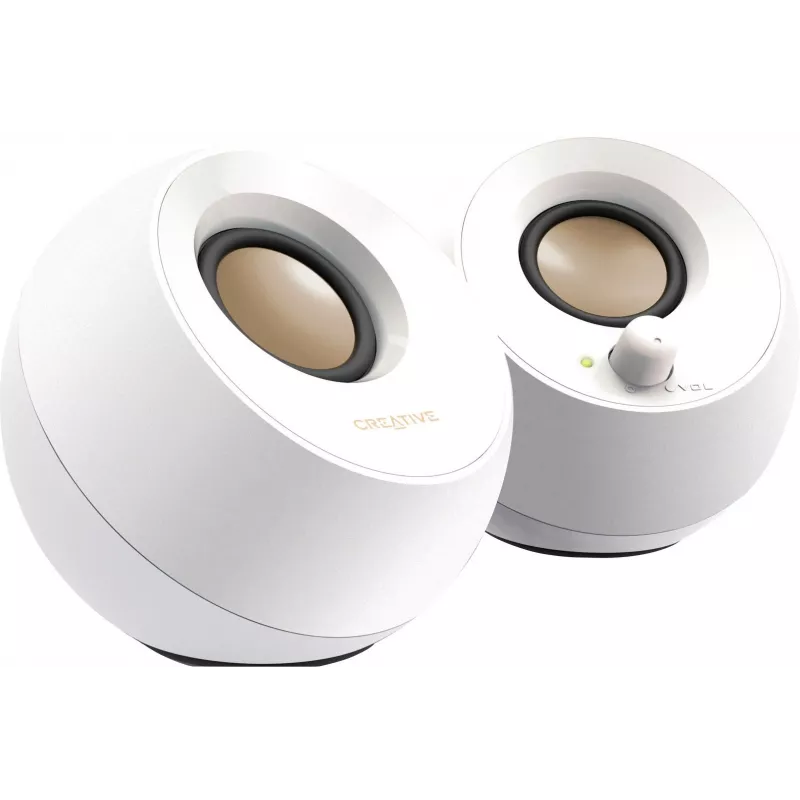 Creative Pebble 2.0 staliniai stereo garsiakalbiai, balti