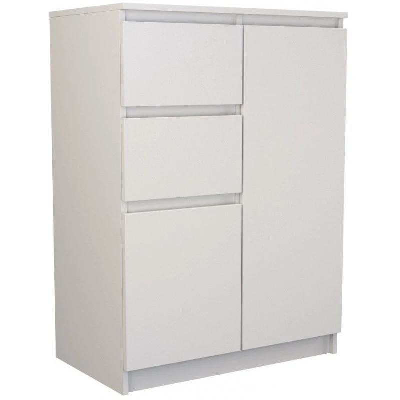 Komoda Top e shop 2D2S BIEL — 2 stalčiai, balta, 700×400×970 mm, medžio drožlių plokštė