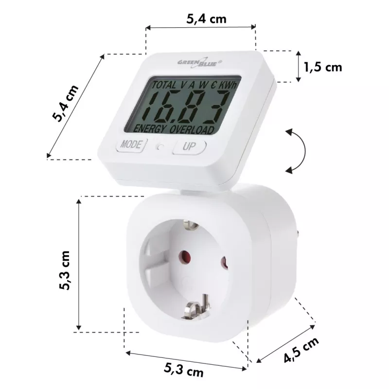 Wattmeter energymeter GB615E GreenBlue – elektros energijos matuoklis
