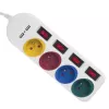 Maitinimo blokas MACLEAN MCE229W — 4 lizdai, 2× USB, 1,5 m laidas, F tipo, 10 A, baltas