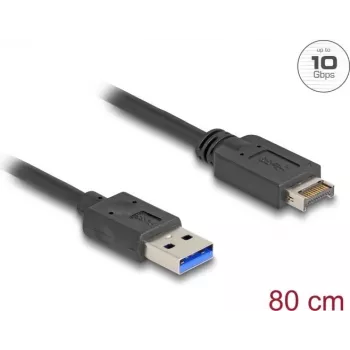 DeLOCK USB 3.2 Gen 2 laidas, USB Type-E Key A 20 kontaktų (vidinis) → USB Type-A (išorinis), 0.8 m