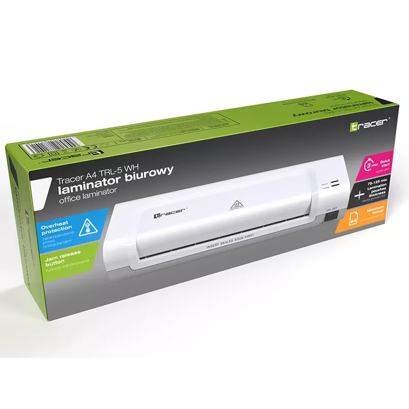 Karštojo laminavimo aparatas Tracer TRL-5 WH, 280 mm/min, baltas