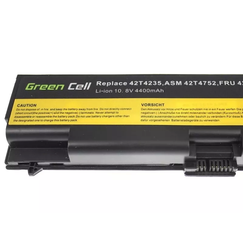Baterija Green Cell LE05, skirta Lenovo ThinkPad T410 T420 T510 T520 W510 Edge 14 15 E525 — 11,1V 4400mAh Li-Ion, 6 elementų, juoda