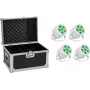 LED PAR šviestuvų rinkinys EUROLITE Silent PAR 6 QCL Floor – 4 vnt. su transportiniu dėklu