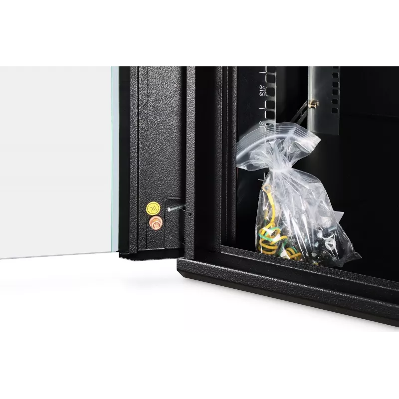 Sieninis tinklo spintas DIGITUS Dynamic-N DN-37111 — 12U, 600x600 mm, IP20, spynelė