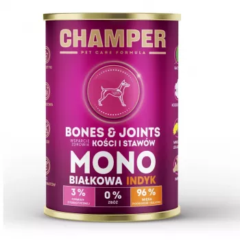CHAMPER Bones & Joints Monoprotein Turkey šlapias šunų ėdalas - Turkija - 400g