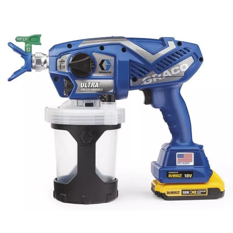 GRACO ULTRA BEORĖ DAŽŲ PURKŠTUVAS ( 2 x akumuliatorius. 2AH DEWALT+ ) + KREPŠYS