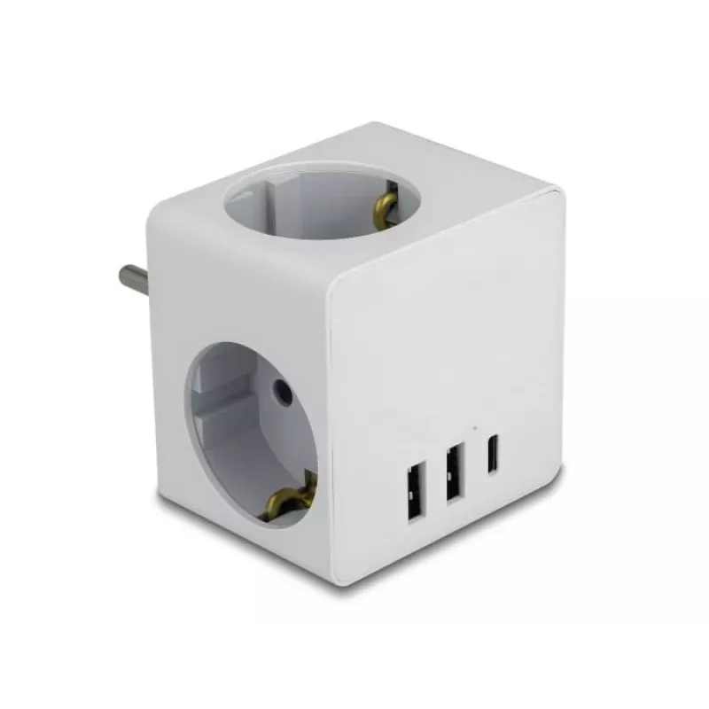 Maitinimo adapteris su kištuku F tipu DeLOCK 11496 2 USB prievadai 5V 2,4A 3A