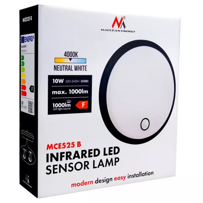 LED lauko sieninis šviestuvas su PIR judesio davikliu MACLEAN MCE525 B