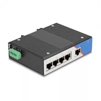 Ethernet Switch DELOCK 80162 – 5 prievadų Gigabit RJ45 montavimui ant DIN bėgelio
