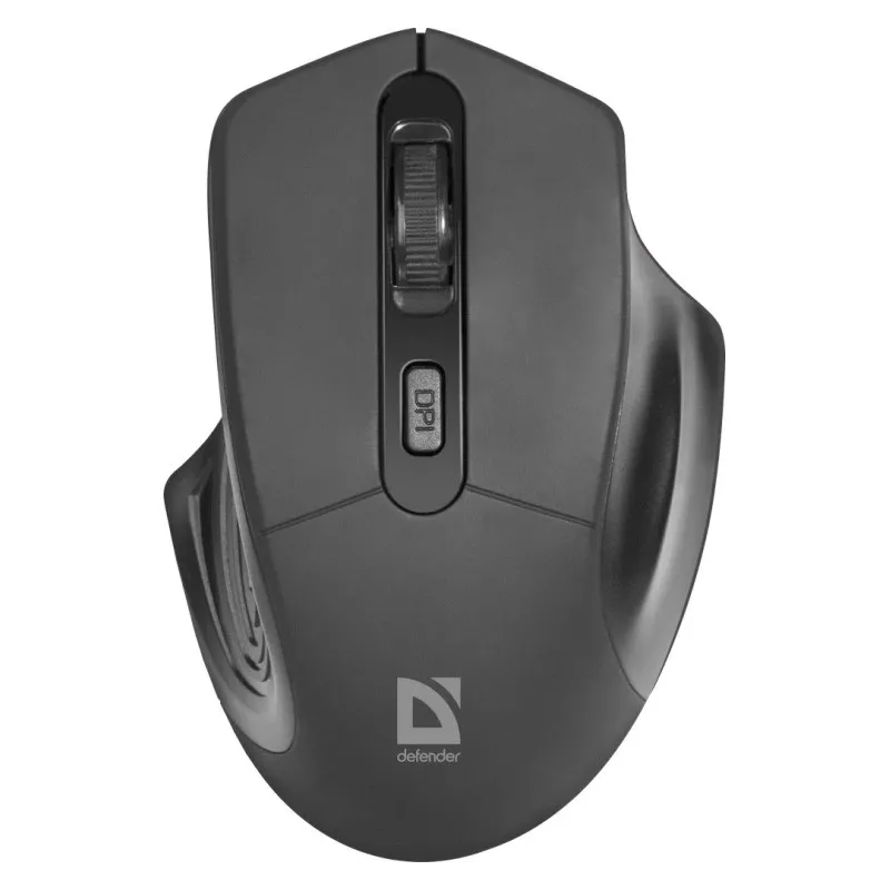 Belaidė optinė pelė DEFENDER Datum MB-345 RF, ambidekstrinė/dešinei rankai, 1600 DPI, 3 mygtukai, USB RF imtuvas, juoda